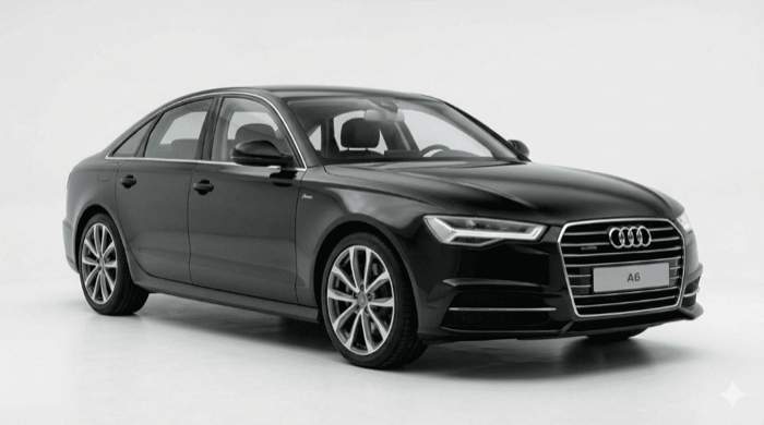 Audi A6 2016 — Black executive sedan available for rent in Lahore