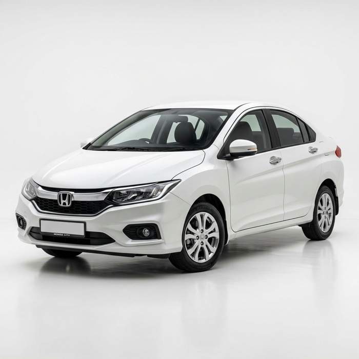 Honda City 2018 — White family sedan available for rent in Lahore