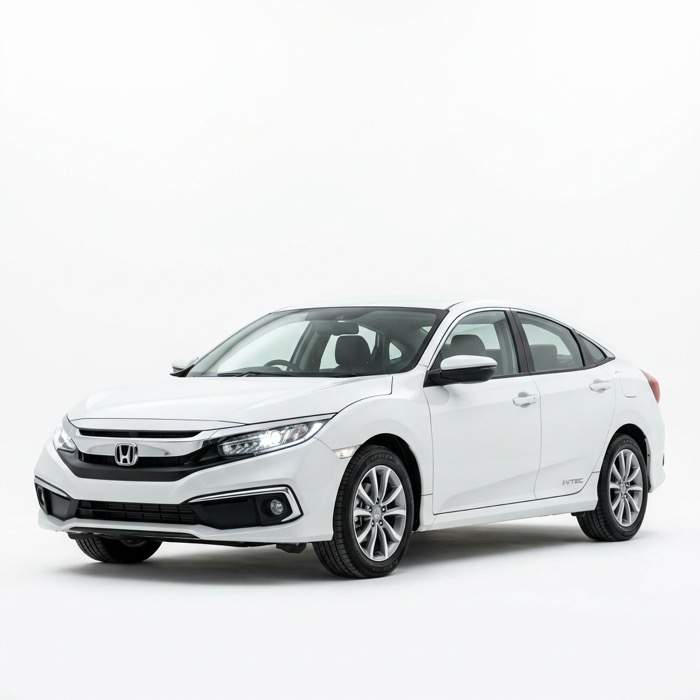 Honda Civic Oriel 2019 — White compact sedan available for rent in Lahore